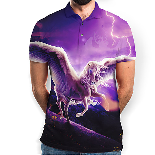 

Men's Graphic Animal Horse Polo Basic Elegant Daily Going out Purple