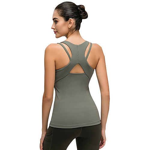 

Women's Padded Tank Top Cross Back Solid Color Black Light Purple Green Gray Nylon Yoga Running Fitness Top Sport Activewear Breathable Quick Dry Comfortable Stretchy