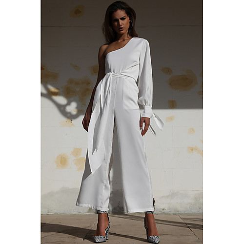 

Women's White Jumpsuit Onesie, Solid Colored S M L