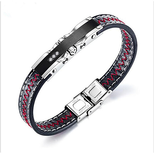 

Men's Bracelet Bangles Retro Skull Skeleton Fashion Titanium Steel Bracelet Jewelry Red For Anniversary Gift