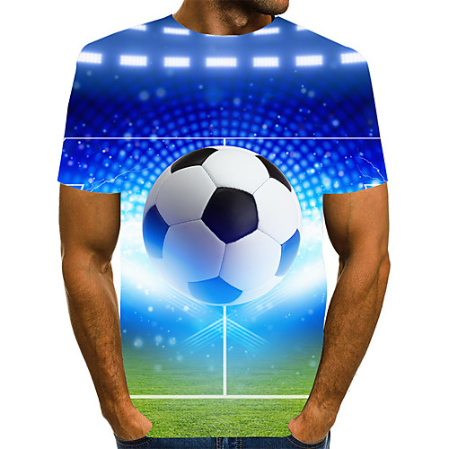 

Men's Plus Size Color Block 3D Print T-shirt Basic Exaggerated Daily Weekend Round Neck Rainbow / Short Sleeve