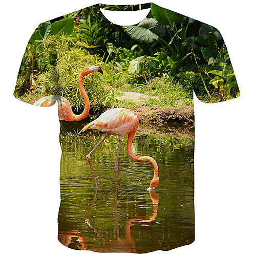 

Men's Plus Size 3D Print T-shirt Street chic Daily Round Neck Rainbow / Short Sleeve