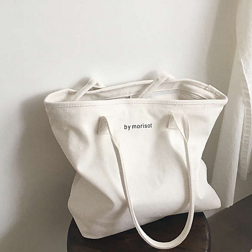 

Women's Zipper Canvas Top Handle Bag Handbags Solid Color White / Black