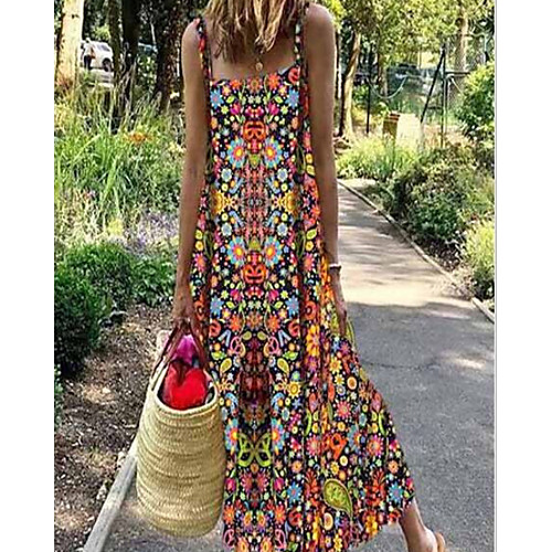 

Women's Sheath Dress Maxi long Dress - Sleeveless Floral Summer Elegant 2020 Yellow S M L XL XXL XXXL