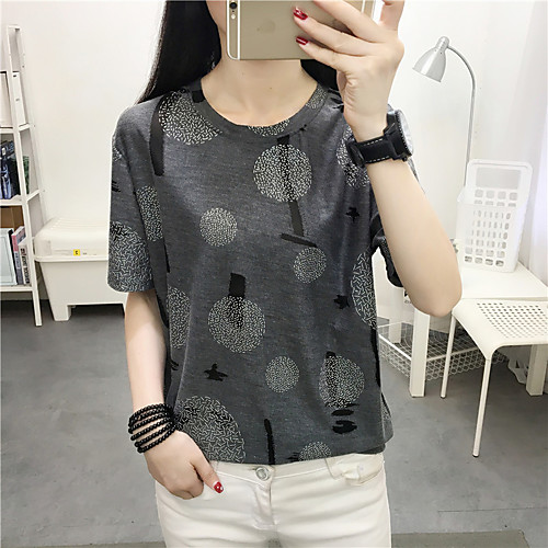 

Women's Geometric Print T-shirt Street chic Daily Weekend Green / Gray