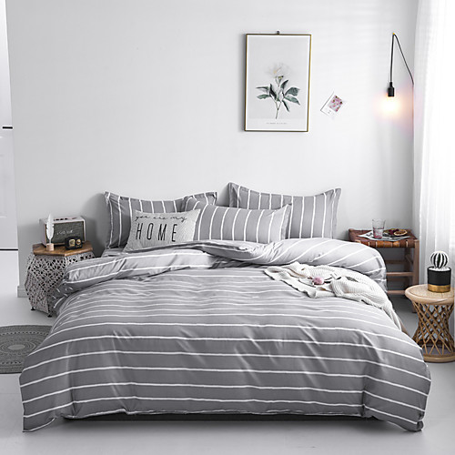 

4pcs modern bedding set Super king size bed linens reactive printing duvet cover set geometry simple style home bed set flat sheet