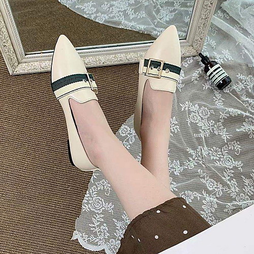 

Women's Loafers & Slip-Ons Spring & Summer Flat Heel Pointed Toe Daily PU Khaki / Beige