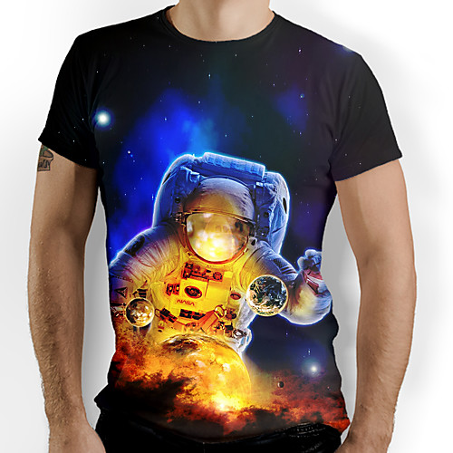 

Men's Galaxy Graphic Print T-shirt Daily Blue