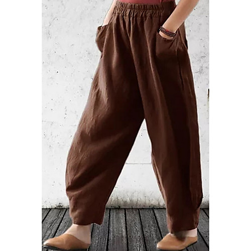 

Women's Basic Loose Chinos Pants - Solid Colored Brown Gray M / L / XL