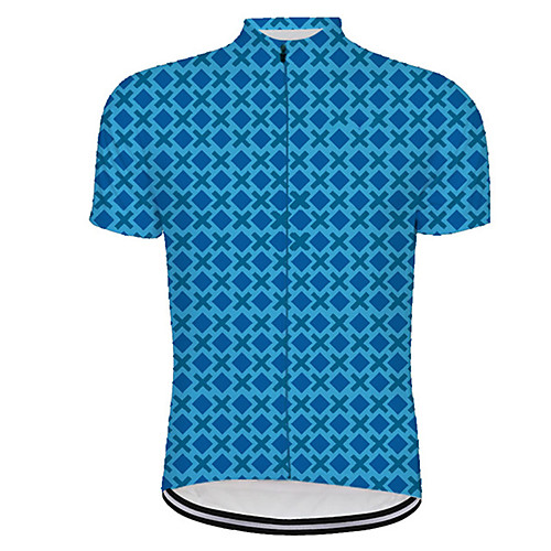 

21Grams Men's Short Sleeve Cycling Jersey Blue Black Bike Jersey Top Mountain Bike MTB Road Bike Cycling UV Resistant Breathable Quick Dry Sports Clothing Apparel / Stretchy