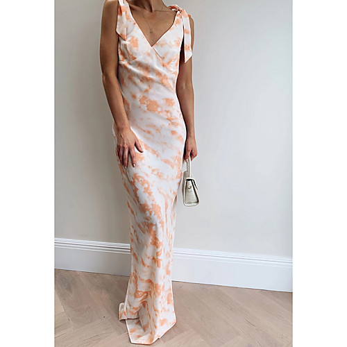 

Women's Maxi Sheath Dress - Sleeveless Geometric Summer V Neck Elegant Slim 2020 Blushing Pink S M L XL XXL XXXL