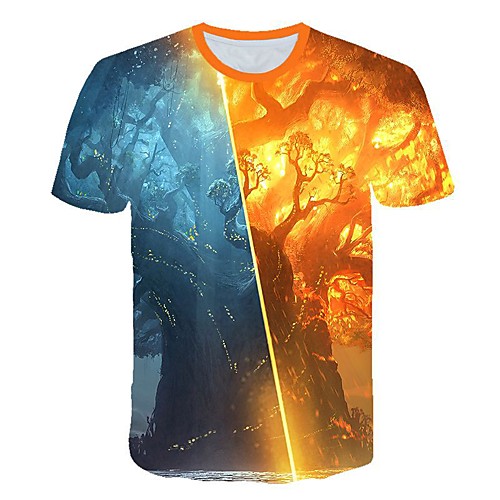

Men's 3D Print T-shirt Daily Round Neck Yellow / Short Sleeve