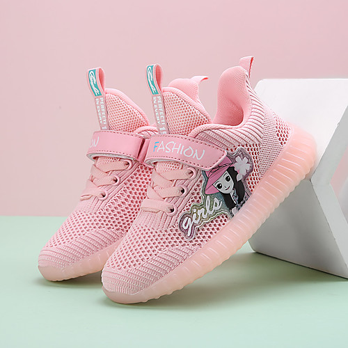 

Girls' Comfort Knit Trainers / Athletic Shoes Lace up Big Kids(7years ) Running Shoes Buckle Black / Pink Spring / Fall