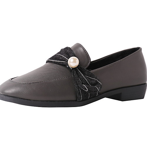 

Women's Loafers & Slip-Ons Spring & Summer Low Heel Round Toe Daily PU Black / Gray