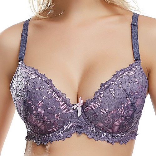

Women's Push-up Lace Bras Underwire Bra 3/4 Cup Bra White Black Purple