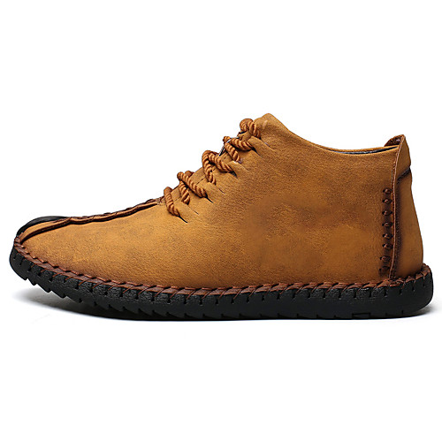 

Men's Spring & Summer / Fall & Winter Daily Outdoor Sneakers Walking Shoes Cowhide Breathable Wear Proof Black / Khaki / Gold