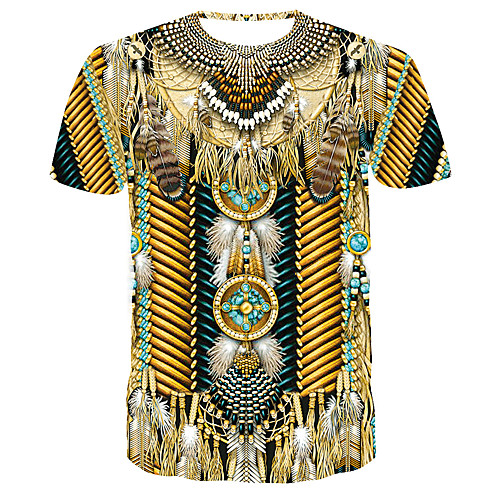 

Men's 3D Print T-shirt Daily Round Neck Yellow / Short Sleeve