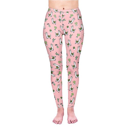 

Women's Sporty Comfort Sports Gym Yoga Leggings Pants Patterned Animal Ankle-Length Print Blushing Pink