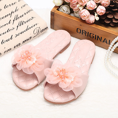 

Girls' Comfort / Flower Girl Shoes Microfiber Slippers & Flip-Flops Floral Little Kids(4-7ys) / Big Kids(7years ) Walking Shoes Bowknot / Pearl Pink / Ivory Spring / Summer / Rubber