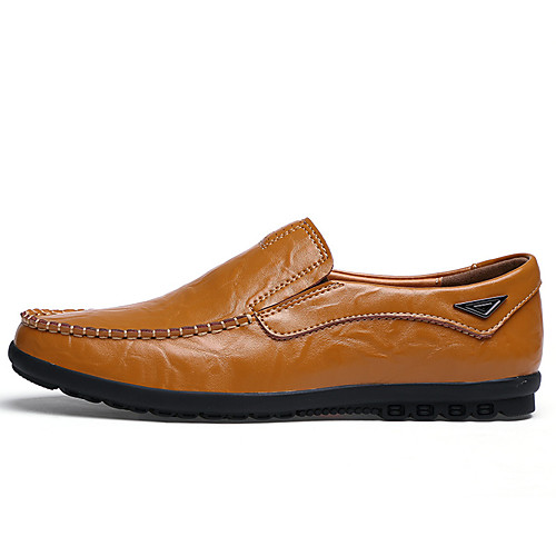

Men's Spring & Summer / Fall & Winter Casual Daily Loafers & Slip-Ons Walking Shoes Cowhide Non-slipping Wear Proof Light Brown / Dark Brown / Black