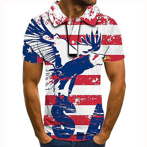 

Men's 3D Graphic Polo Basic Daily Shirt Collar Blue / Short Sleeve