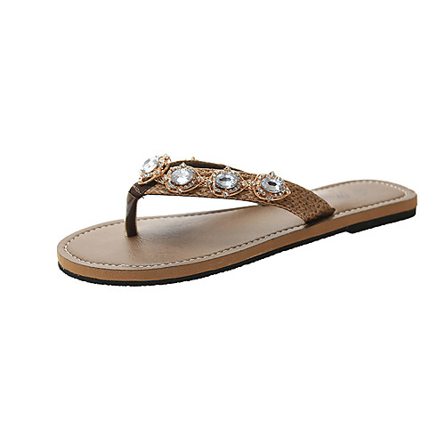 

Women's Slippers & Flip-Flops 2020 Spring & Fall / Spring & Summer Flat Heel Open Toe Classic Minimalism Daily Party & Evening PU Black / Beige