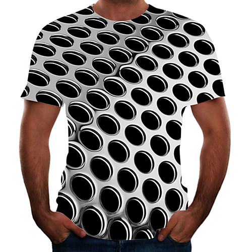 

Men's Plus Size Color Block 3D T-shirt Basic Going out Weekend Round Neck Rainbow / Short Sleeve / Animal