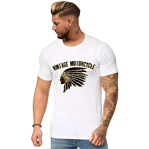 

Men's Graphic T-shirt - Cotton Daily Round Neck White / Black / Blue / Red / Short Sleeve