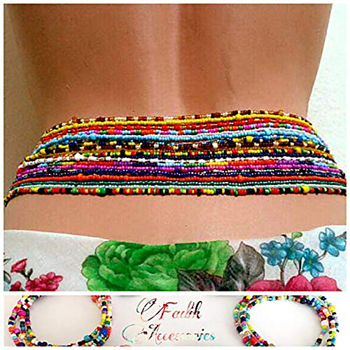 

Waist Chain Ethnic Fashion Women's Body Jewelry For Gift Beach Tropical Plastics Weave Gold 7pcs
