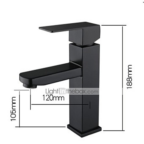 

Stainless Steel Black Wash Basin Faucet Hot And Cold European Style Paint Baking Bathroom Square Single Hole Basin Faucet