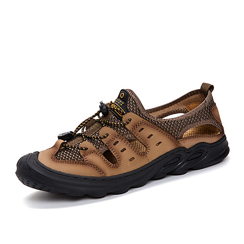 

Men's Spring & Summer Classic / British Daily Outdoor Sandals Walking Shoes Leather Breathable Wear Proof Light Brown / Dark Brown / Black