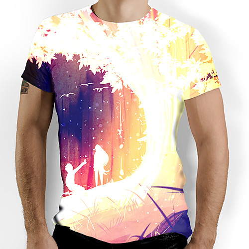 

Men's T shirt Graphic Short Sleeve Daily Tops Basic Elegant White