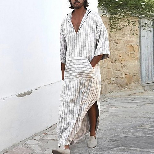

Men's Striped Tunic Daily Hooded White