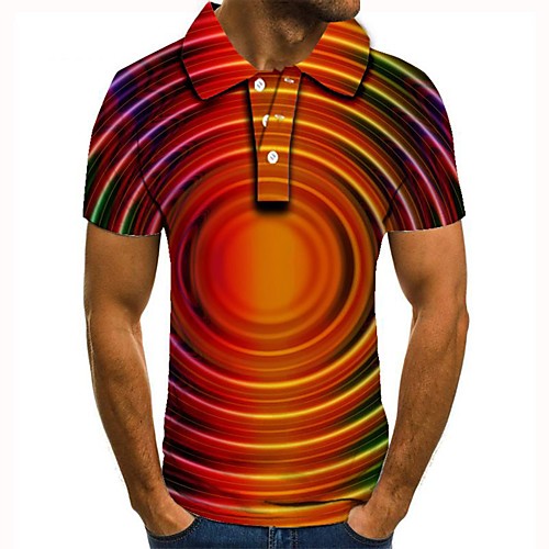 

Men's 3D Polo Basic Daily Shirt Collar Rainbow / Short Sleeve