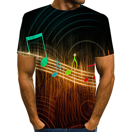 

Men's Plus Size 3D Print T-shirt Basic Daily Round Neck Orange / Short Sleeve