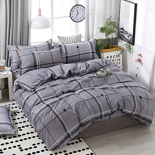 

Simple wind stripe plaid printing pattern bedding four-piece quilt cover bed sheet pillow cover dormitory single double