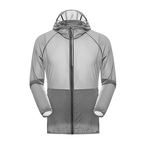 

Men's Hiking Skin Jacket Hiking Jacket Summer Outdoor Waterproof Sunscreen Breathable Quick Dry Jacket Hoodie Top Spandex Running Hunting Fishing Grey / Blue / Dark Navy / Camping / Hiking / Caving
