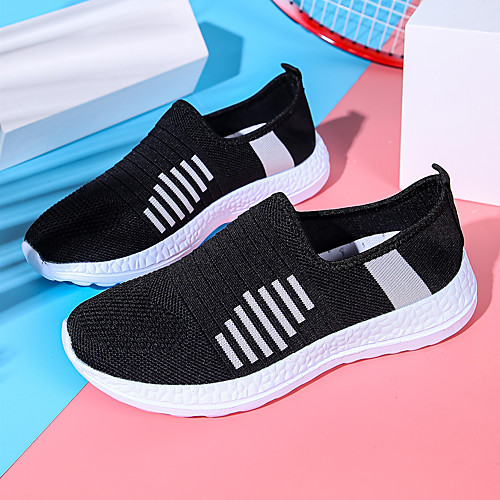 

Women's Loafers & Slip-Ons 2020 Spring Flat Heel Round Toe Classic Daily Color Block Knit Black / Pink