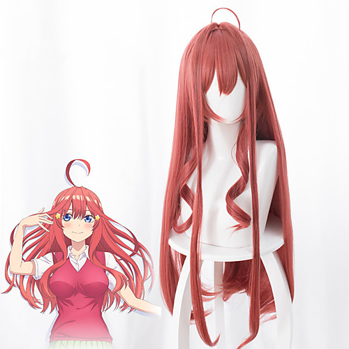 

The Quintessential Quintuplets Nakano Itsuki Cosplay Wigs Women's Asymmetrical 35 inch Heat Resistant Fiber Curly kinky Straight Red Red Anime
