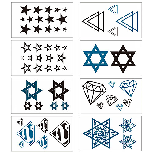 

8 pcs Temporary Tattoos Water Resistant / Waterproof / Mini Style / Safety Face / Body / Hand Water-Transfer Sticker Body Painting Colors