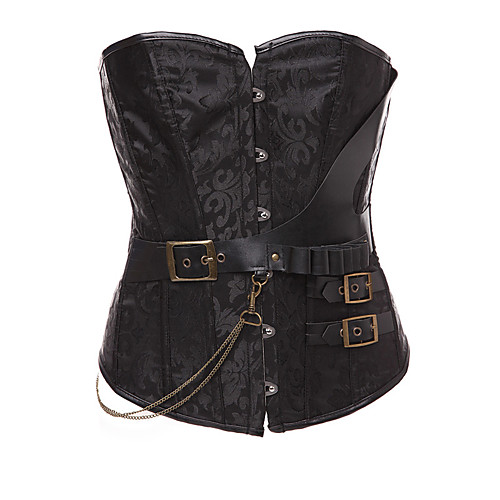 

Women's Hook & Eye Overbust Corset - Jacquard, Jacquard Brown Black S M L