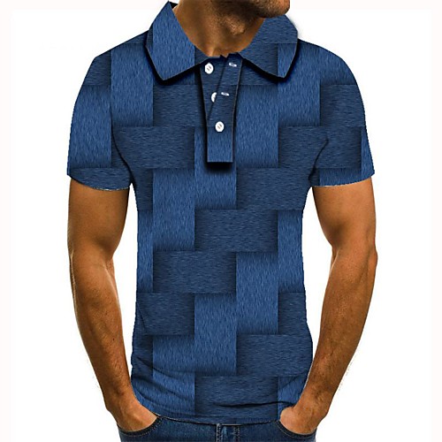 

Men's Graphic 3D Print Print Polo Daily Blue / Short Sleeve