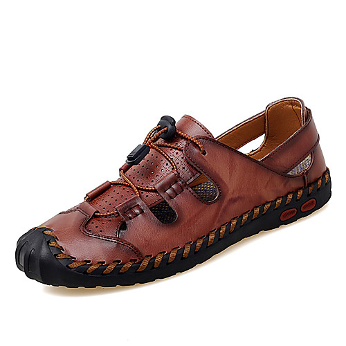 

Men's Fall Casual Daily Outdoor Sandals PU Breathable Non-slipping Shock Absorbing Light Brown / Black / Burgundy