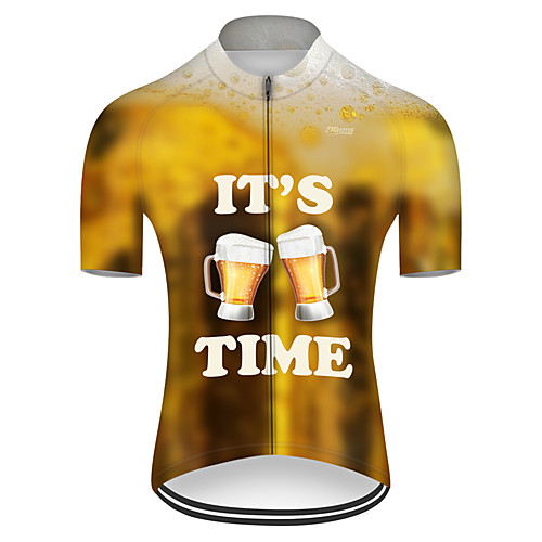 

21Grams Men's Short Sleeve Cycling Jersey Gold Oktoberfest Beer Bike Top Mountain Bike MTB Road Bike Cycling Breathable Sports Clothing Apparel / Micro-elastic