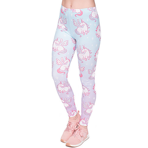 

Women's Yoga Pants 3D Print Light Blue Elastane Yoga Running Fitness Tights Leggings Sport Activewear Quick Dry Tummy Control Butt Lift Moisture Wicking High Elasticity Skinny