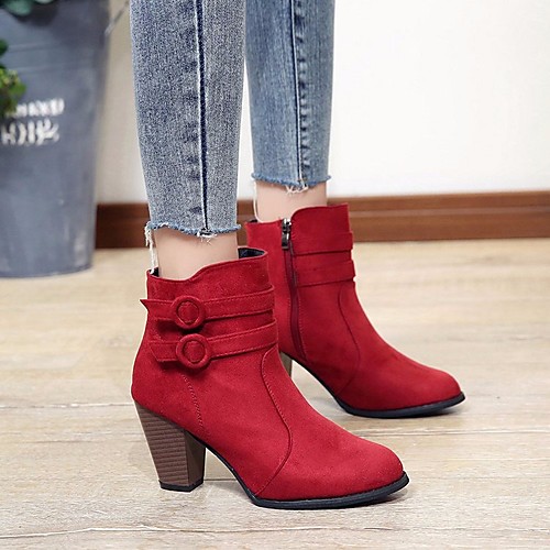 

Women's Boots Summer Chunky Heel Closed Toe Daily PU Wine / Black / Brown