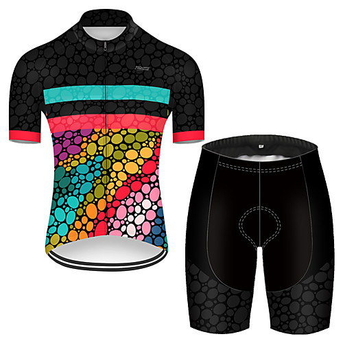 

21Grams Men's Short Sleeve Cycling Jersey with Shorts Nylon Polyester Black / Red Polka Dot Gradient Bike Clothing Suit Breathable Quick Dry Ultraviolet Resistant Reflective Strips Sweat-wicking