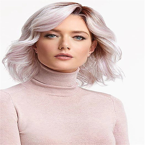 

Synthetic Wig Curly Asymmetrical Wig Short Silver grey Synthetic Hair 12 inch Women's Easy dressing Best Quality Comfortable Dark Gray