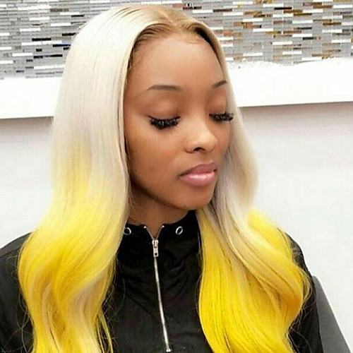 

Synthetic Lace Front Wig Wavy Gaga Middle Part Lace Front Wig Ombre Long Ombre Color Synthetic Hair 22-26 inch Women's Heat Resistant Women Hot Sale Ombre Yellow / Glueless