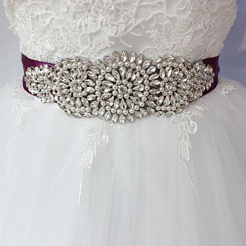 

Satin / Tulle Wedding / Party / Evening Sash With Belt / Appliques / Crystals / Rhinestones Women's Sashes